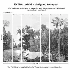 Dunelm Vintage Tropical Black And White Mural -Modern Rugs Home 30764178 alt02