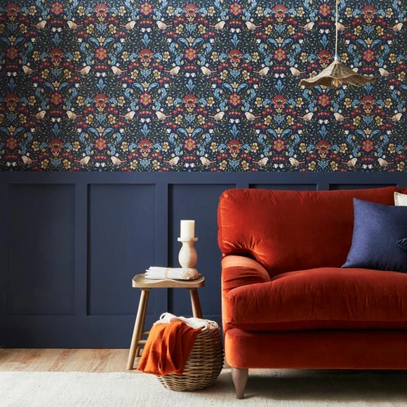 Dunelm Ruskin Navy Wallpaper 3 Dunelm Ruskin Navy Wallpaper