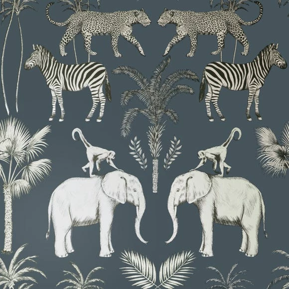 Dunelm Safari Walk Navy Wallpaper 4 Dunelm Safari Walk Navy Wallpaper - Image 2