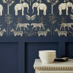 Dunelm Safari Walk Navy Wallpaper 10 Dunelm Safari Walk Navy Wallpaper -Modern Rugs Home 30770289 alt03