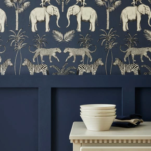 Dunelm Safari Walk Navy Wallpaper 6 Dunelm Safari Walk Navy Wallpaper - Image 4