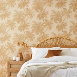 Dunelm Palm Print Natural Wallpaper