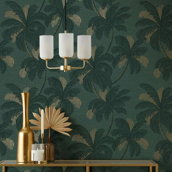 Dunelm Palm Print Emerald Green Wallpaper 3 Dunelm Palm Print Emerald Green Wallpaper