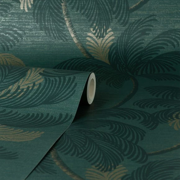 Dunelm Palm Print Emerald Green Wallpaper 5 Dunelm Palm Print Emerald Green Wallpaper - Image 3
