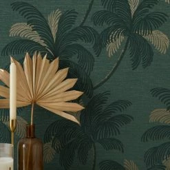 Dunelm Palm Print Emerald Green Wallpaper 9 Dunelm Palm Print Emerald Green Wallpaper -Modern Rugs Home 30770738 alt03