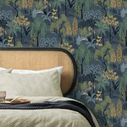 Dunelm Tropical Island Navy Wallpaper