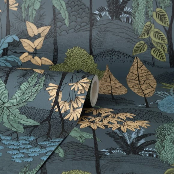 Dunelm Tropical Island Navy Wallpaper 5 Dunelm Tropical Island Navy Wallpaper - Image 3