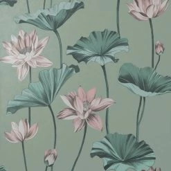 Dunelm Waterlily Lilypad Wallpaper 6 Dunelm Waterlily Lilypad Wallpaper -Modern Rugs Home 30776358 alt01