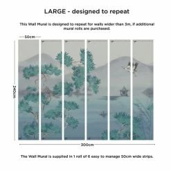 Dunelm Cranes Teal Mural -Modern Rugs Home 30776368 alt03