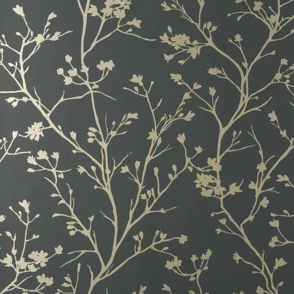Dunelm Sprigs Raven And Gold Wallpaper 5 Dunelm Sprigs Raven And Gold Wallpaper - Image 3