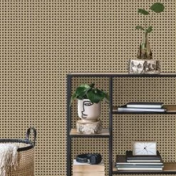 Brewster Cane Charcoal Natural Self Adhesive Wallpaper -Modern Rugs Home 30780876 alt03