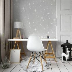 Brewster Scattered Stars Grey Self Adhesive Wallpaper 11 Brewster Scattered Stars Grey Self Adhesive Wallpaper -Modern Rugs Home 30780884 alt03