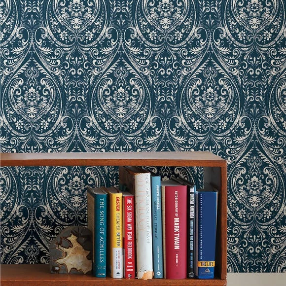 NuWallpaper Bohemian Damask Indigo Self Adhesive Wallpaper 3 NuWallpaper Bohemian Damask Indigo Self Adhesive Wallpaper