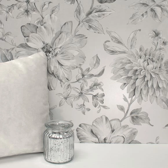 Crown Wallpaper Lucia Silver Floral Wallpaper 3 Crown Wallpaper Lucia Silver Floral Wallpaper