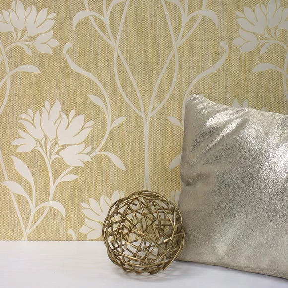 Fine Décor Wallpaper Florence Mustard Floral Wallpaper 3 Fine Décor Wallpaper Florence Mustard Floral Wallpaper
