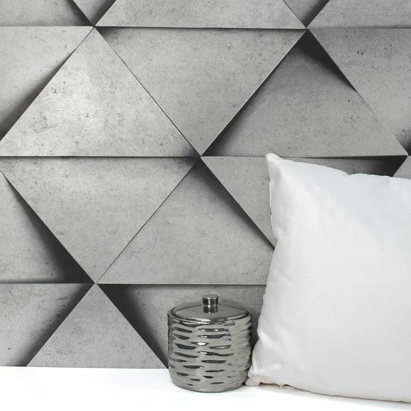 Fine Décor Wallpaper Dimensions Silver Triangle 3D Wallpaper 3 Fine Décor Wallpaper Dimensions Silver Triangle 3D Wallpaper