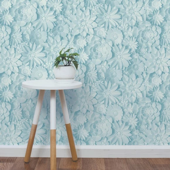 Fine Décor Wallpaper Dimensions Teal Floral 3D Wallpaper 3 Fine Décor Wallpaper Dimensions Teal Floral 3D Wallpaper