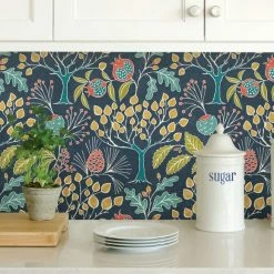 NuWallpaper Groovy Garden Navy Self Adhesive Wallpaper