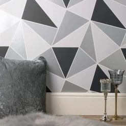 Fine Décor Wallpaper Apex Geo Sidewall Silver Wallpaper