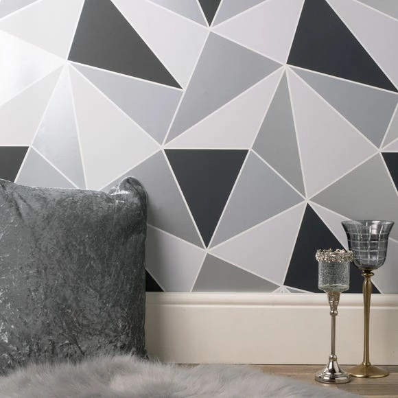 Fine Décor Wallpaper Apex Geo Sidewall Silver Wallpaper 3 Fine Décor Wallpaper Apex Geo Sidewall Silver Wallpaper
