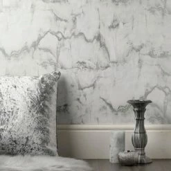 Crown Wallpaper Aura Marble Silver Wallpaper