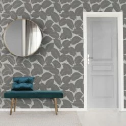 Fine Décor Wallpaper Larson Leaf Charcoal Wallpaper 8 Fine Décor Wallpaper Larson Leaf Charcoal Wallpaper -Modern Rugs Home 30782528 alt01