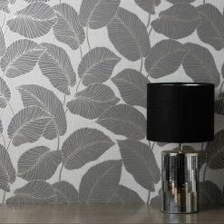 Fine Décor Wallpaper Larson Leaf Charcoal Wallpaper 9 Fine Décor Wallpaper Larson Leaf Charcoal Wallpaper -Modern Rugs Home 30782528 alt02