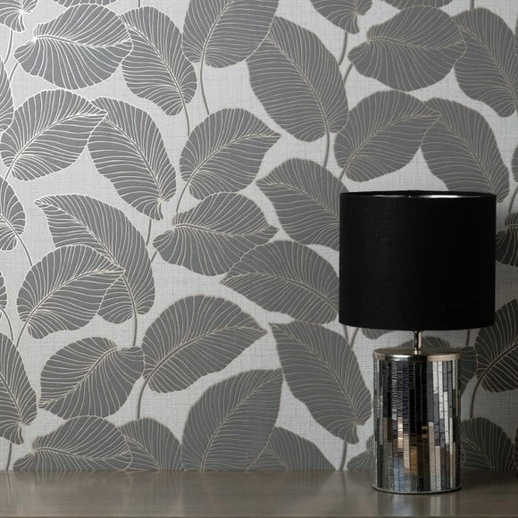 Fine Décor Wallpaper Larson Leaf Charcoal Wallpaper 5 Fine Décor Wallpaper Larson Leaf Charcoal Wallpaper - Image 3