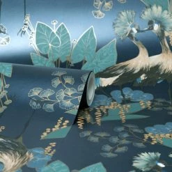 Dunelm Mariba Navy Wallpaper 7 Dunelm Mariba Navy Wallpaper -Modern Rugs Home 30782547 alt02