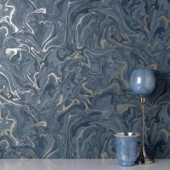 Fine Décor Wallpaper Marble Navy Wallpaper -Modern Rugs Home 30782549 alt03