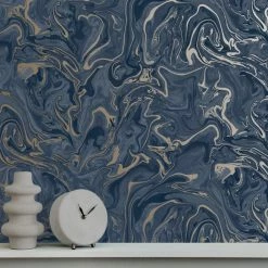 Fine Décor Wallpaper Marble Navy Wallpaper -Modern Rugs Home 30782549 alt04