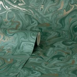 Fine Décor Wallpaper Marble Emerald Wallpaper -Modern Rugs Home 30782550 alt02