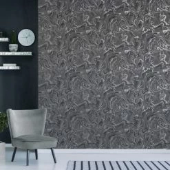 Fine Décor Wallpaper Marble Charcoal Wallpaper