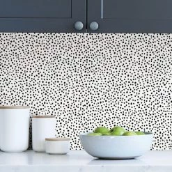 Dottie Black And White Self Adhesive Wallpaper