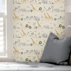 NuWallpaper Nu Wall Self Adhesive Safari Natural Wallpaper -Modern Rugs Home 30782984 alt04