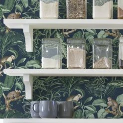 NuWallpaper Nu Wall Self Adhesive Jungle Luxe Navy Wallpaper 10 NuWallpaper Nu Wall Self Adhesive Jungle Luxe Navy Wallpaper -Modern Rugs Home 30782986 alt02