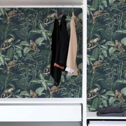 NuWallpaper Nu Wall Self Adhesive Jungle Luxe Navy Wallpaper 13 NuWallpaper Nu Wall Self Adhesive Jungle Luxe Navy Wallpaper -Modern Rugs Home 30782986 alt05