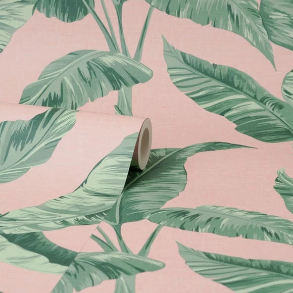 Dunelm Banana Leaf Pink Wallpaper 5 Dunelm Banana Leaf Pink Wallpaper - Image 3