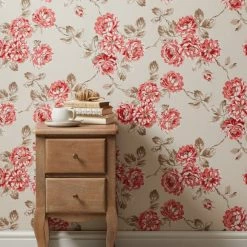 Dunelm Ashbourne Red Wallpaper