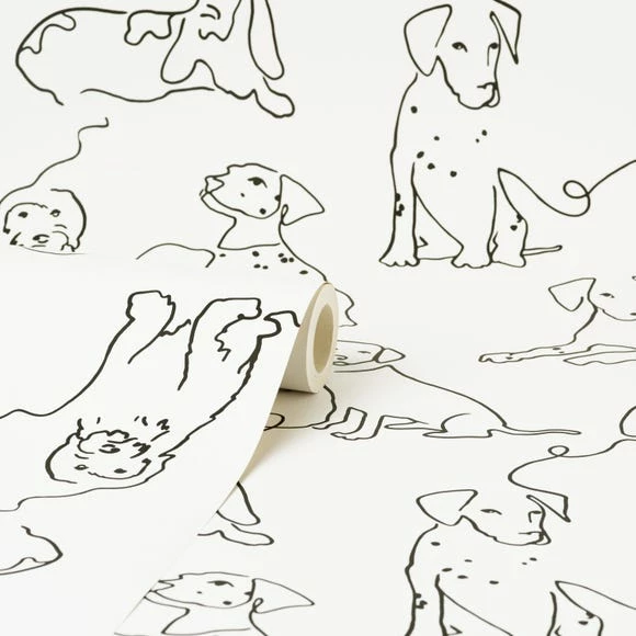 Dunelm Linear Dogs White Wallpaper 5 Dunelm Linear Dogs White Wallpaper - Image 3
