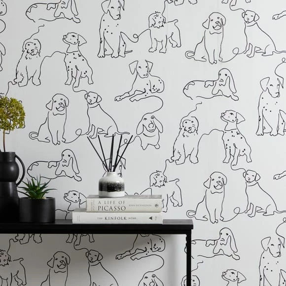 Dunelm Linear Dogs White Wallpaper 6 Dunelm Linear Dogs White Wallpaper - Image 4