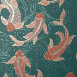 Dunelm Decorative Fish Peacock Wallpaper 6 Dunelm Decorative Fish Peacock Wallpaper -Modern Rugs Home 30783058 alt01
