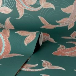 Dunelm Decorative Fish Peacock Wallpaper 7 Dunelm Decorative Fish Peacock Wallpaper -Modern Rugs Home 30783058 alt02