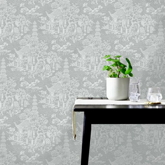Dunelm Archive Pagoda Grey Wallpaper 3 Dunelm Archive Pagoda Grey Wallpaper