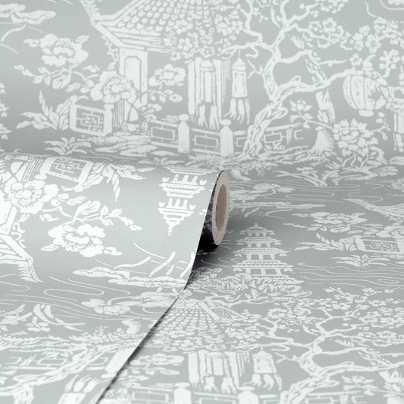 Dunelm Archive Pagoda Grey Wallpaper 5 Dunelm Archive Pagoda Grey Wallpaper - Image 3
