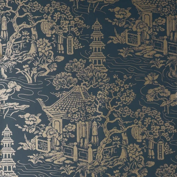 Dunelm Archive Pagoda Navy Wallpaper 4 Dunelm Archive Pagoda Navy Wallpaper - Image 2