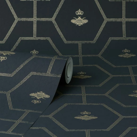 Dorma Heritage Bee Navy Wallpaper 5 Dorma Heritage Bee Navy Wallpaper - Image 3