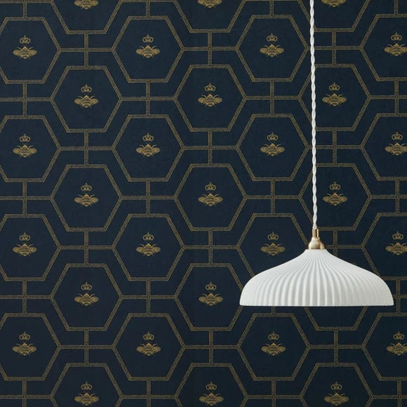 Dorma Heritage Bee Navy Wallpaper 6 Dorma Heritage Bee Navy Wallpaper - Image 4