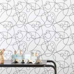 Disney Mickey Mouse Linear Mono Wallpaper 11 Disney Mickey Mouse Linear Mono Wallpaper -Modern Rugs Home 30783098 alt04