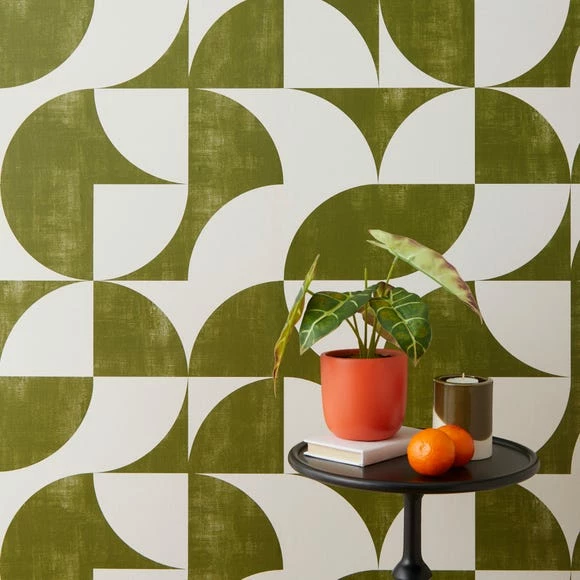 Elements Retro Geo Olive Wallpaper 6 Elements Retro Geo Olive Wallpaper - Image 4